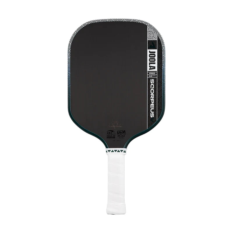 Close-up of textured carbon surface on JOOLA Scorpeus Pro V paddle – enhanced spin and forgiveness detail