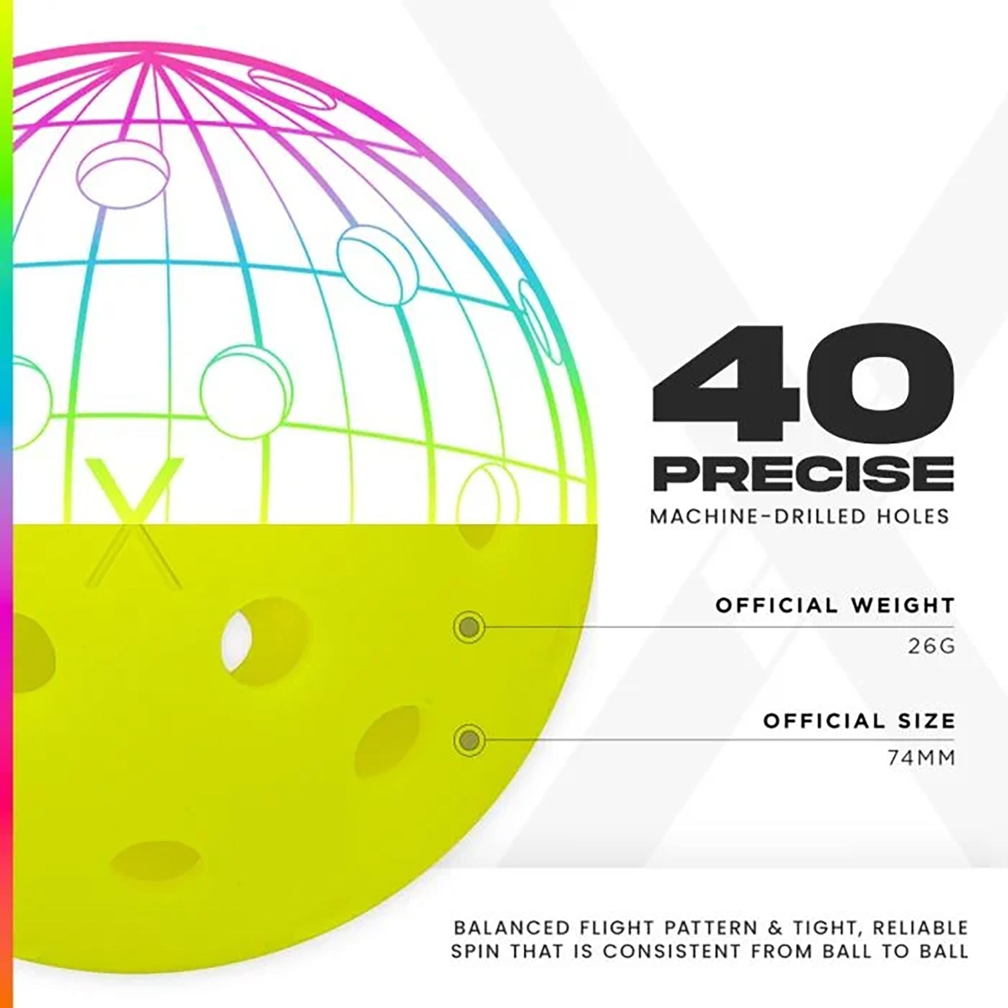 Franklin X-40 Outdoor Pickleballs – 6 Pack Assorted Colors