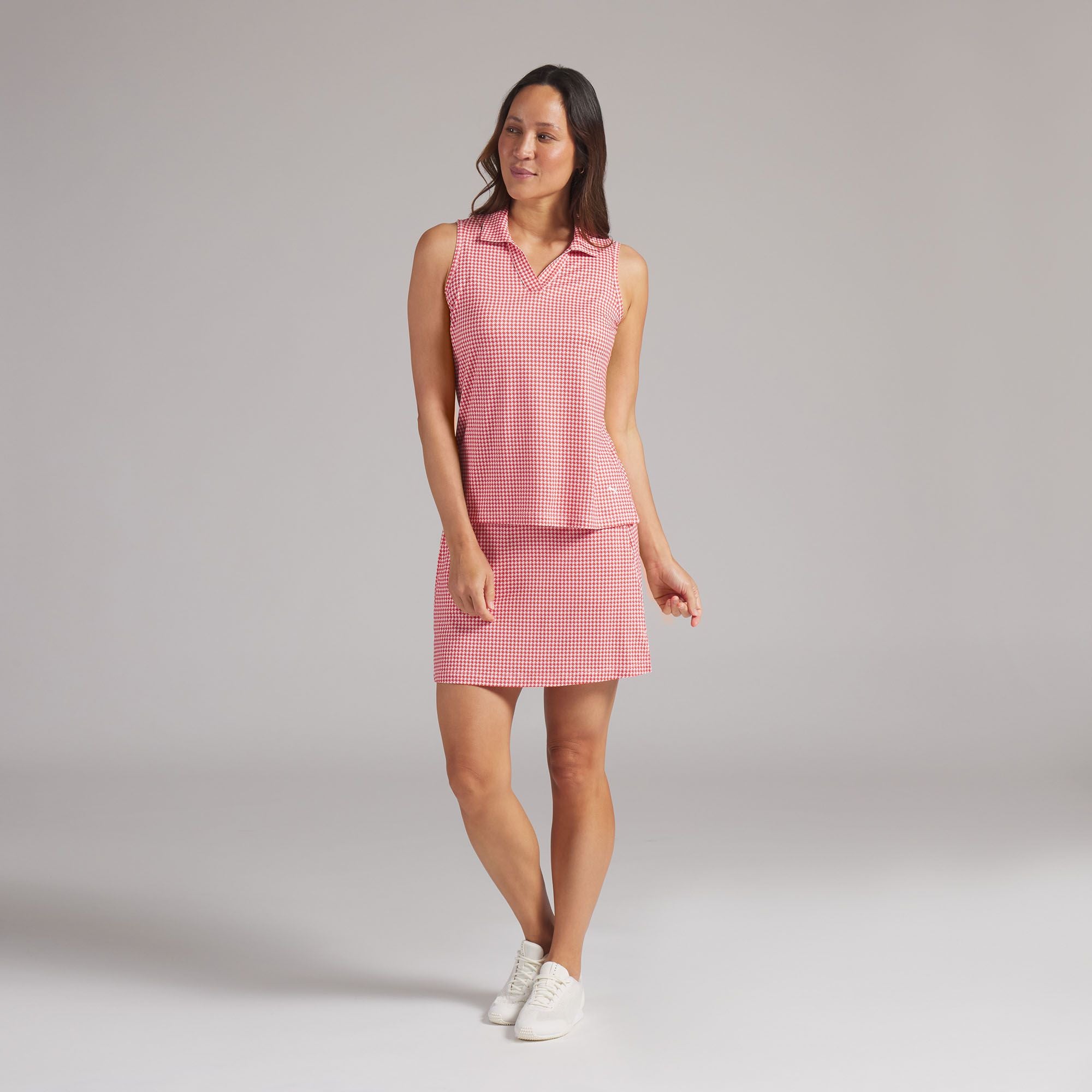 PUMA Women's CLOUDSPUN Mono Check Sleeveless Golf Polo