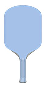 Honolulu Sword & Shield J2FC+ 16mm foam pickleball paddle side angle showing hybrid shape and standard grip