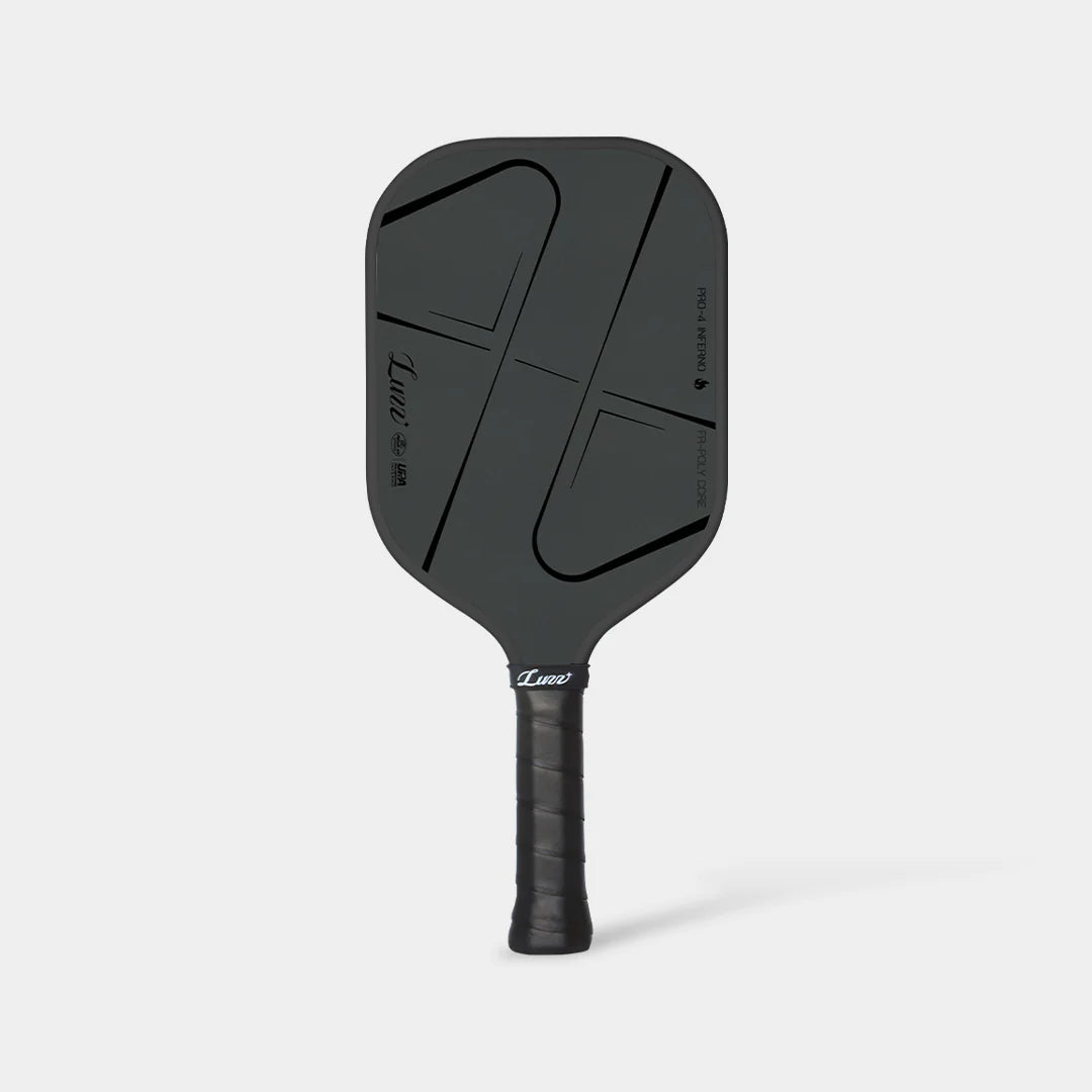 LUZZ Pro 4 Darkness Inferno pickleball paddle front view – all-black matte finish with MPP core and carbon fiber face