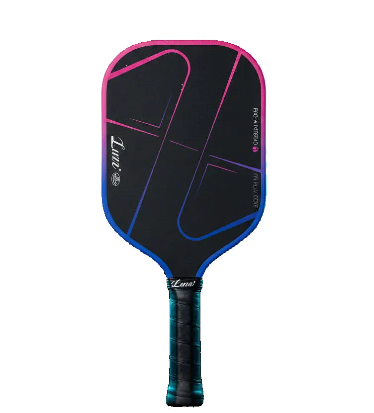 LUZZ Pro 4 Inferno MPP pickleball paddle front view – elongated shape with raw T700 carbon fiber face and MPP core