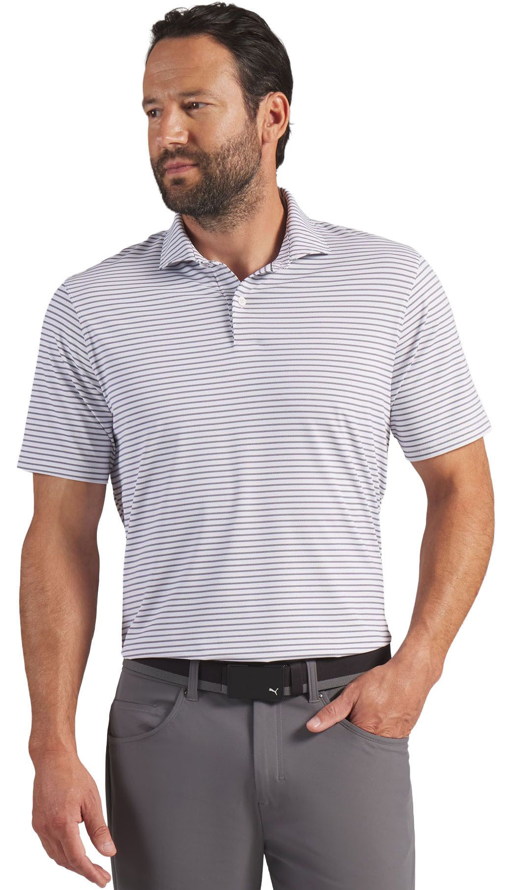 PUMA Men's Brr Striped Golf Polo