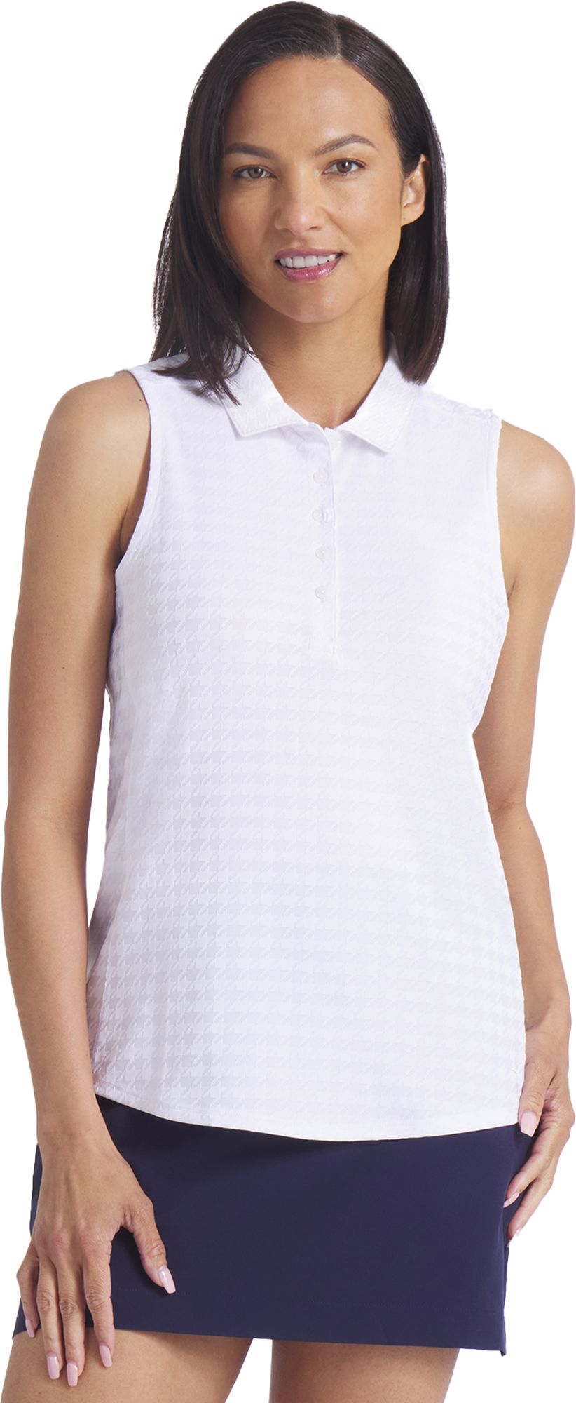 PUMA Women's Houndstooth Sleeveless Golf Polo